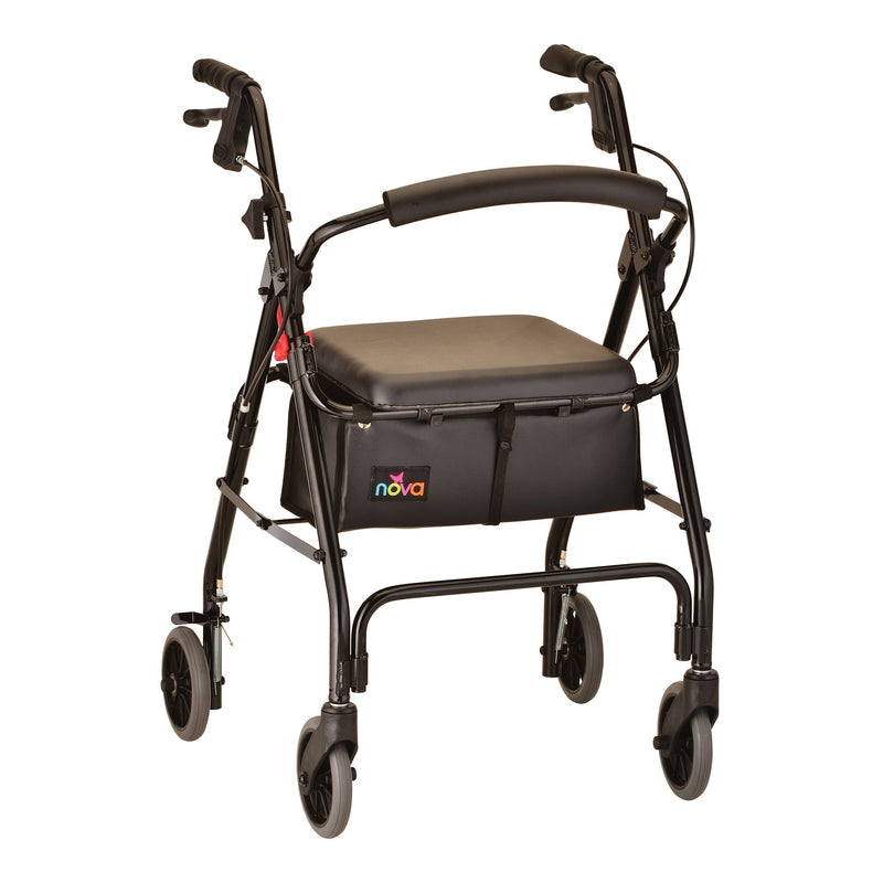 4 Wheel Rollator GetGO Classic Black Adjustable Height / Folding Aluminum Frame (Each)