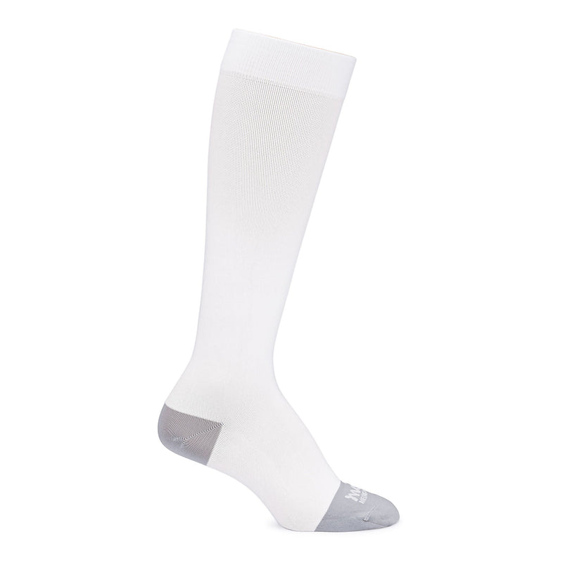 Maternity Compression Socks Motif Medical Knee High Large White / Gray Closed Toe (Pair)