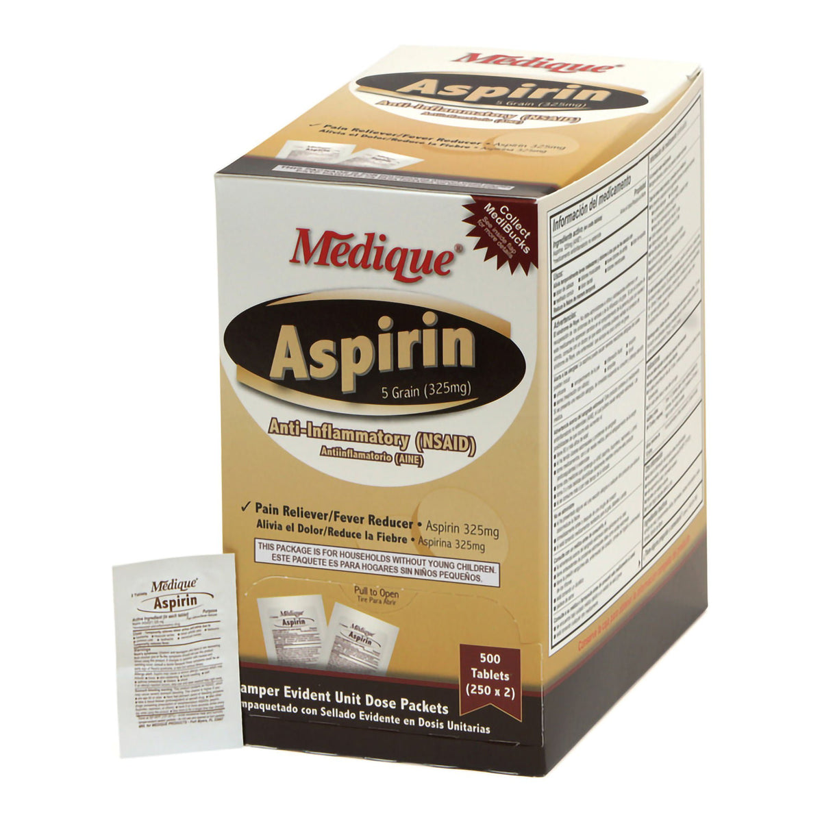 Medique Aspirin Anti-Inflammatory Pain Reliever/Fever Reducer (Box of 500)