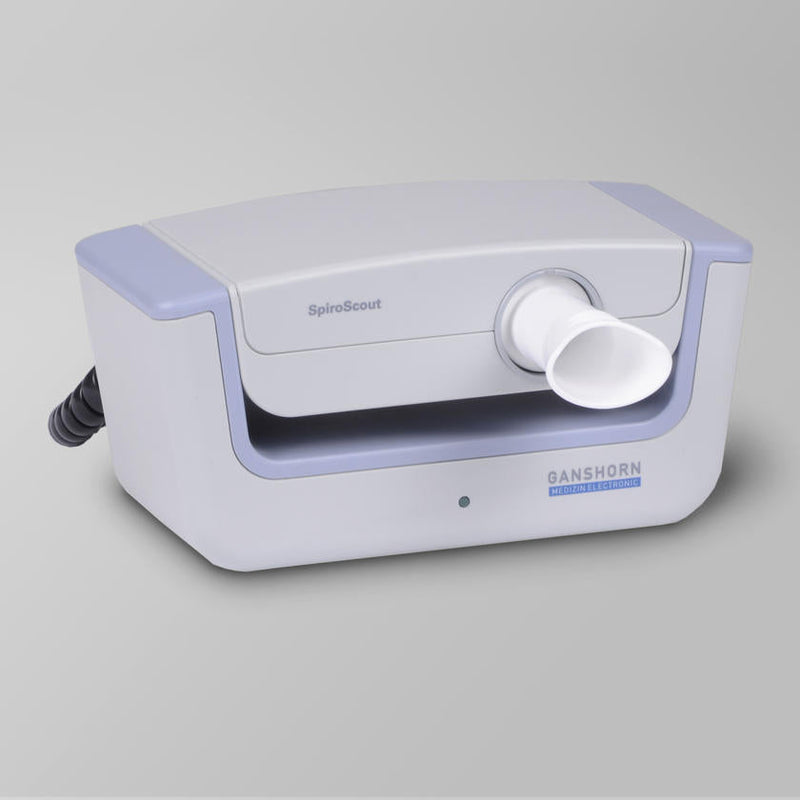 Schiller SpiroScout - PC Based Ultra Sound Spirometry System Includes: SpiroScout Base Station SpiroScout Sensor. Spiral cable Sensor to Base Station. USB cable. 50 mouthpieces Nose clip standard, 10 pcs. 