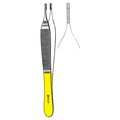 Sklar TC Adson-Brown Tissue Forceps - 4-3/4", Straight, Side-Grasping 4x4 Teeth, with Cross-Serrated Tying Platform - 51-1446 