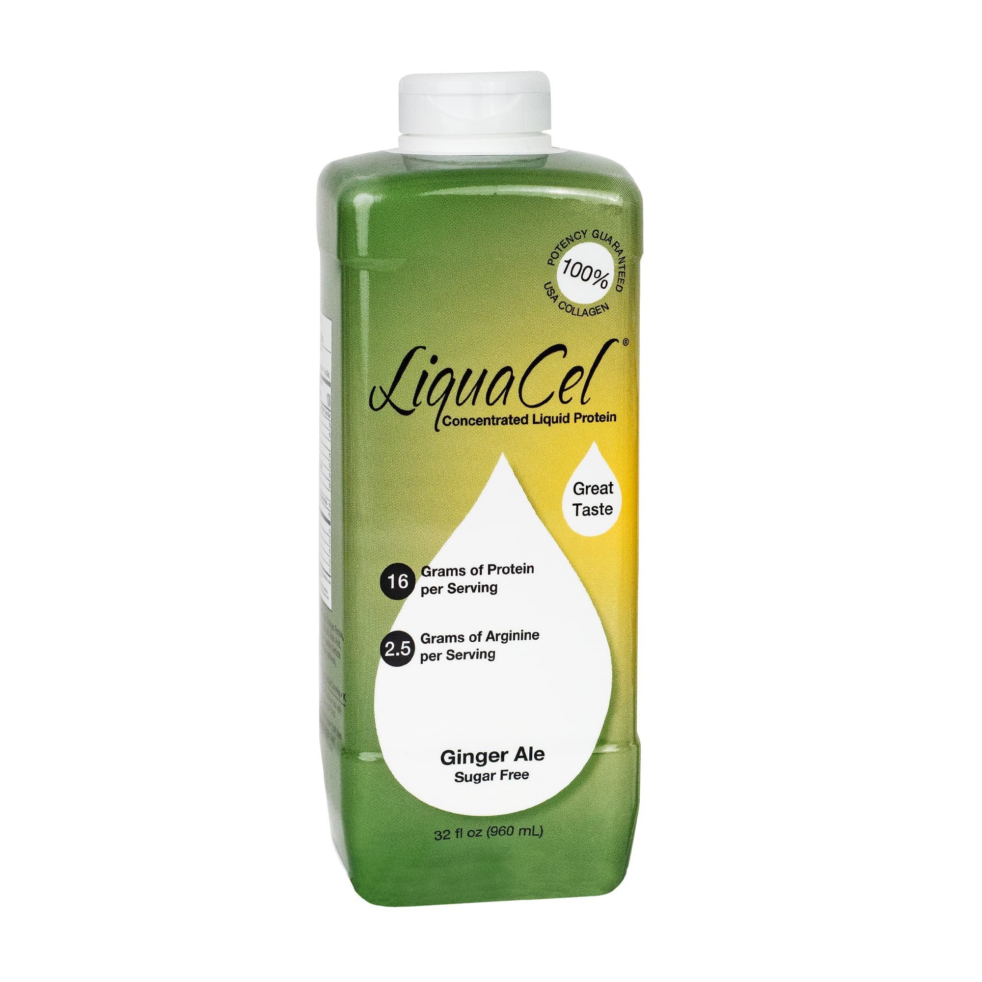 Global Health Products LiquaCel Ginger Ale Concentrated Liquid Protein, Sugar Free, 32-ounce Bottle (6/CS) 
