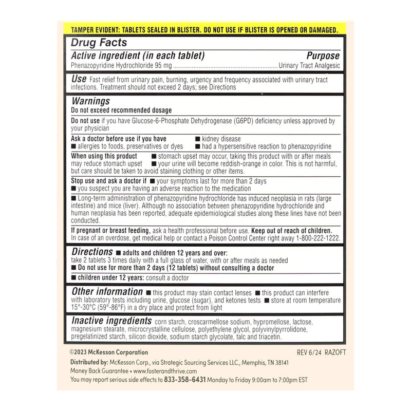McKesson Brand Foster & Thrive Phenazopyridine HCl Urinary Tract Analgesic (30/BX) 