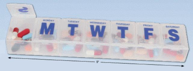 Ezy Dose Weekly Classic Pill Planner, Clear (Pack of 6)