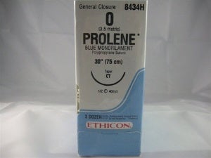 Nonabsorbable Suture with Needle Prolene Polypropylene CT 1/2 Circle Taper Point Needle Size 0 Monofilament 