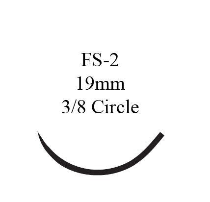 Nonabsorbable Suture with Needle Prolene Polypropylene FS-2 3/8 Circle Reverse Cutting Needle Size 5-0 Monofilament (Box of 12)