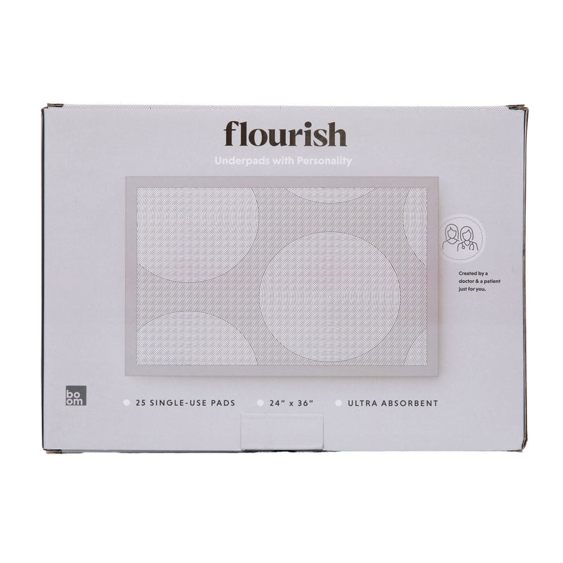Boom Home Medical Flourish Ultra Absorbent Underpads, Dove Gray (25/BX)