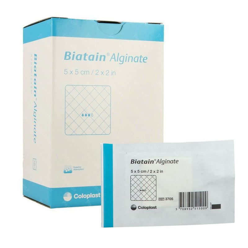 Alginate Dressing Biatain Calcium Alginate / CMC (carboxymethylcelluylose) 2 X 2 Inch Square (Box of 30)