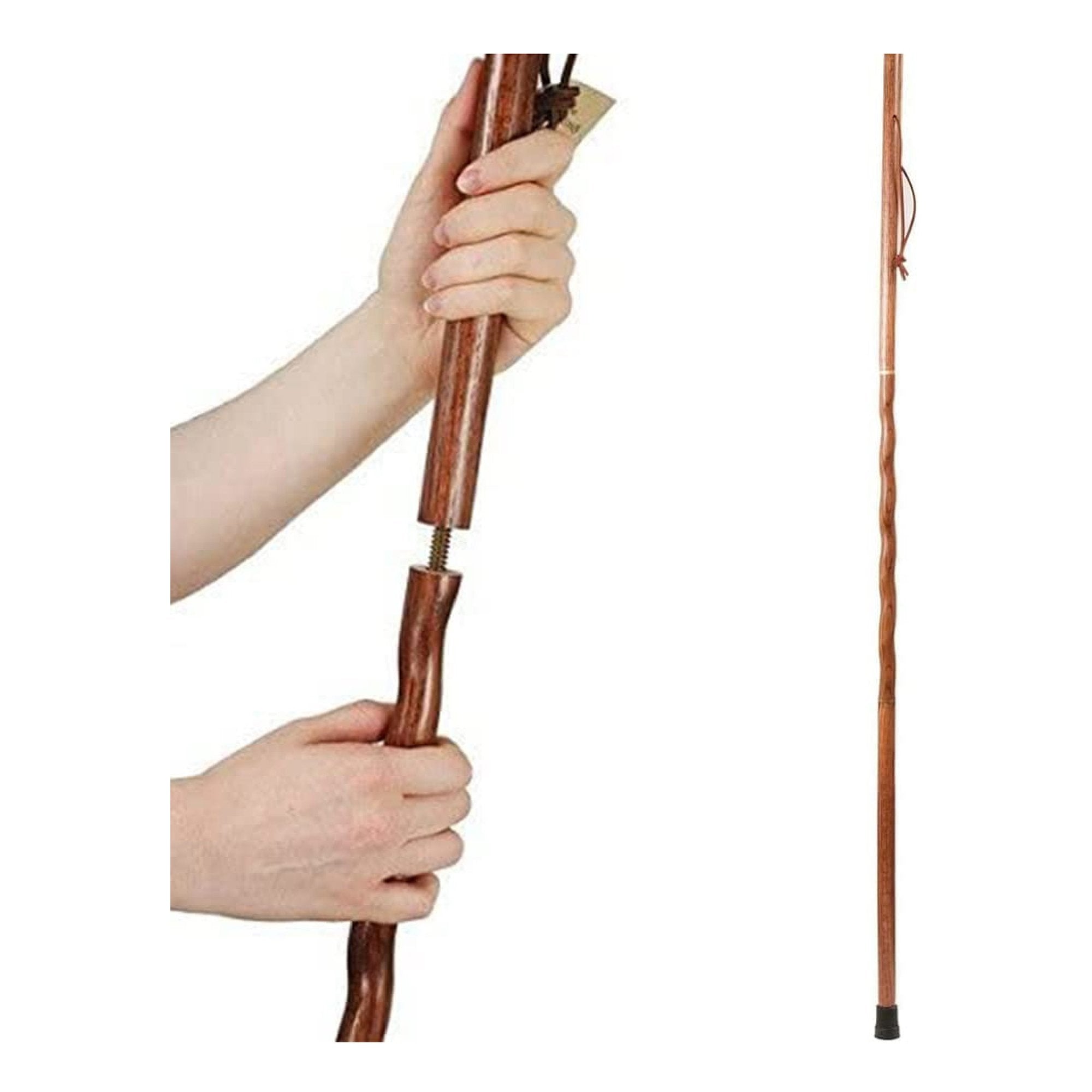 Mabis Healthcare Brazos Twisted Oak Traveler's Handcrafted Walking Stick, 55-Inch, Red 