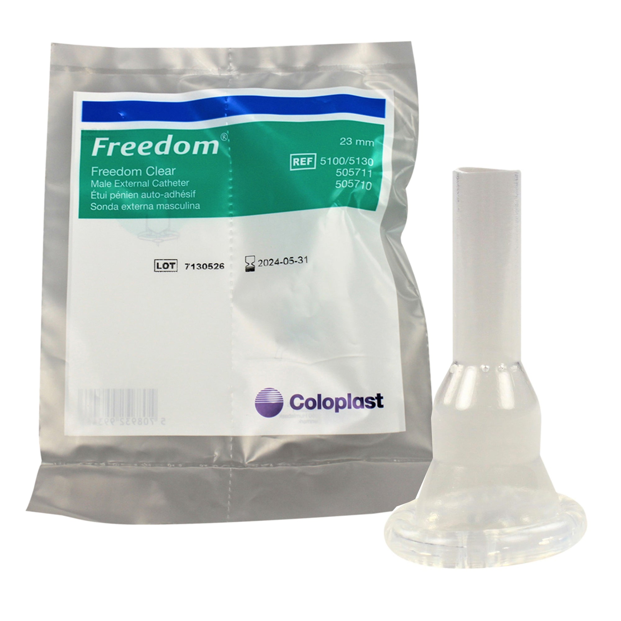 Male External Catheter Freedom Clear Self-Adhesive Seal Silicone Small 