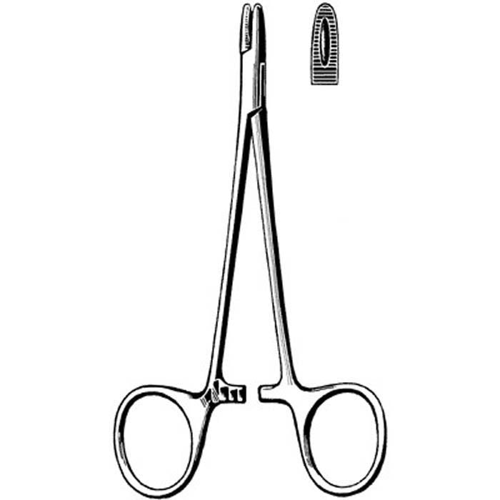 Needle Holder Surgi-OR Derf 4-3/4 Inch Length Straight Serrated Tip Finger Ring Handle (Box)
