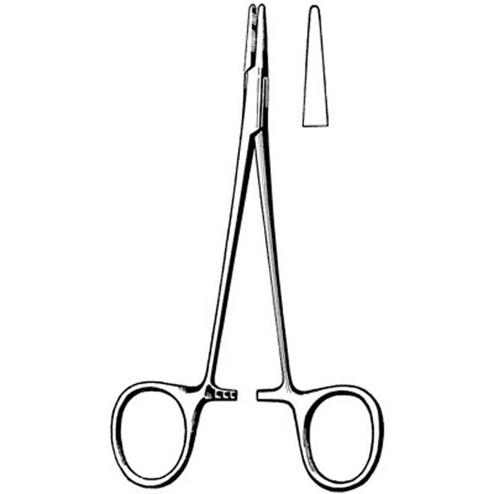 Needle Holder Surgi-OR Halsey 5-1/4 Inch Length Straight Smooth Tip Finger Ring Handle 