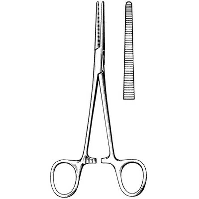 Hemostatic Forceps Surgi-OR Crile 6-1/4 Inch Length Mid Grade Stainless Steel NonSterile Locking Finger Ring Handle Straight Serrated Tips 