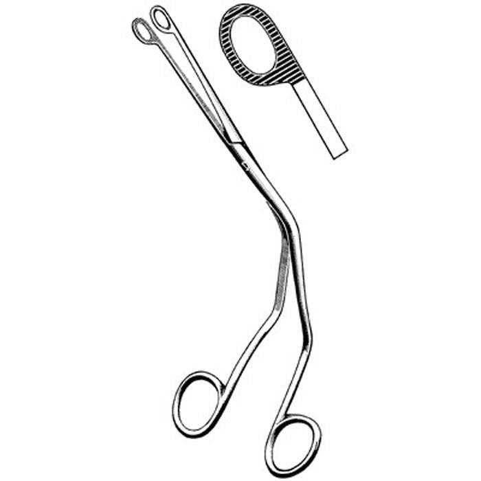 Catheter Forceps Surgi-OR Magill 10 Inch Length Mid Grade Stainless Steel NonSterile NonLocking Finger Ring Handle Straight Fenestrated Serrated Oval Tips