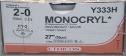 Absorbable Suture with Needle Monocryl Poliglecaprone CT-2 1/2 Circle Taper Point Needle Size 2-0 Monofilament 