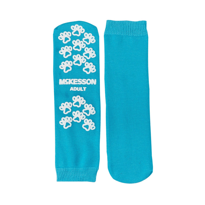 Slipper Socks McKesson Terries Unisex Adult Large Single Tread Single Patient Use Teal 