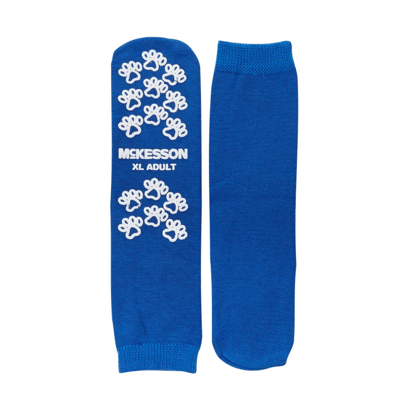 Slipper Socks McKesson Terries Unisex Adult X-Large Single Tread Single Patient Use Royal Blue 