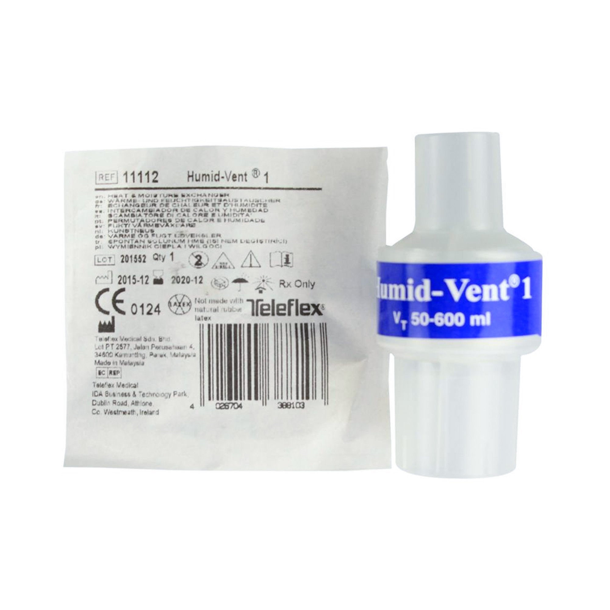 Heat and Moisture Exchanger Humid-Vent 35.37 mg H₂O/L @ VT 200 mL 1.09 cm H₂O @ 30 LPM Straight 