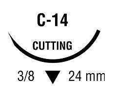Nonabsorbable Suture with Needle Monosof Nylon C-14 3/8 Circle Reverse Cutting Needle Size 3-0 Monofilament