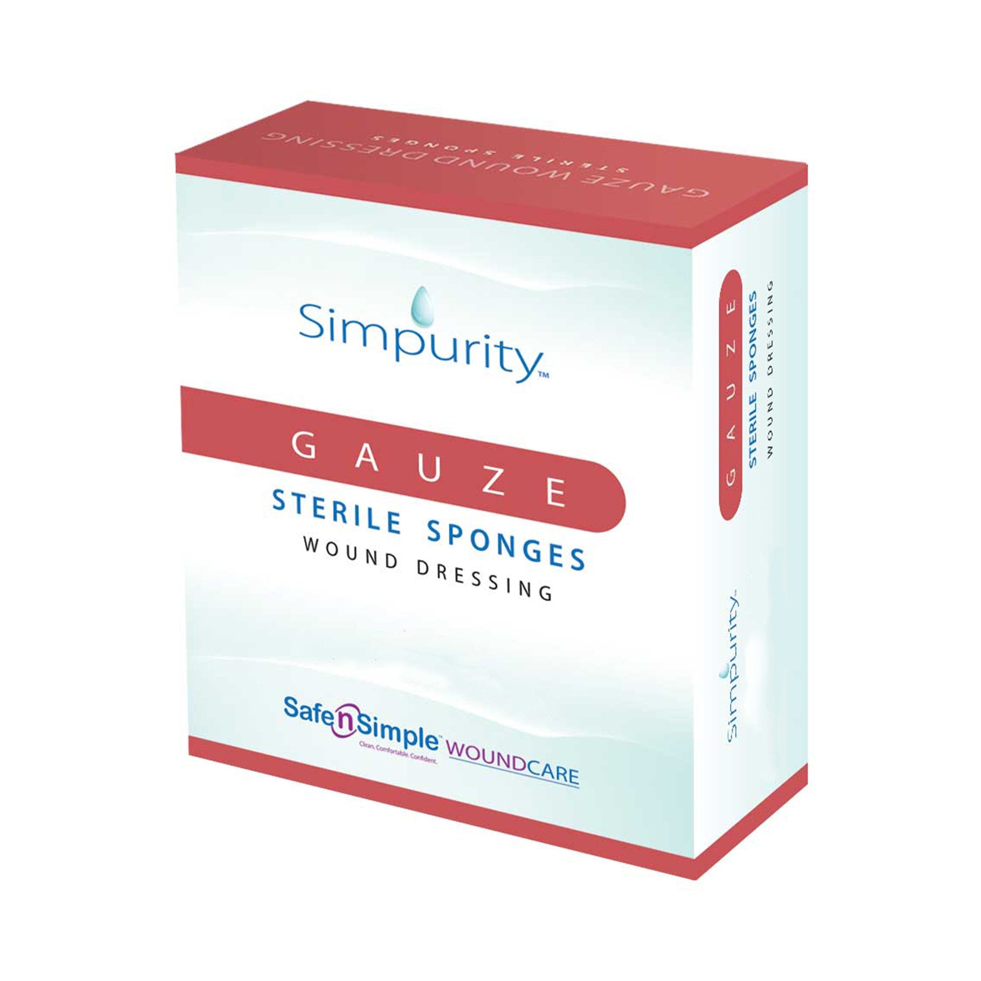 Safe N Simple Simpurity Sterile Gauze Sponge, 6 x 6-3/4 Inch, 12-Ply (480/CS) 