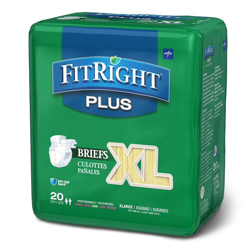 FitRight Plus Anti-Leak Guard Briefs, Extra Large (Case of 80)