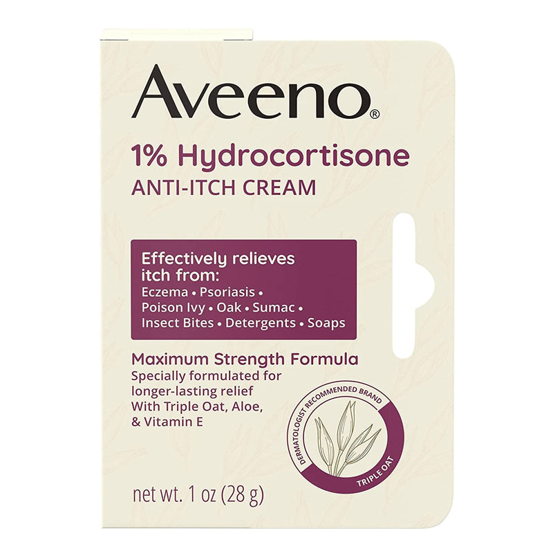 J & J Sales Aveeno Active Naturals 1% Hydrocortisone Anti-Itch Cream, Maximum Strength 