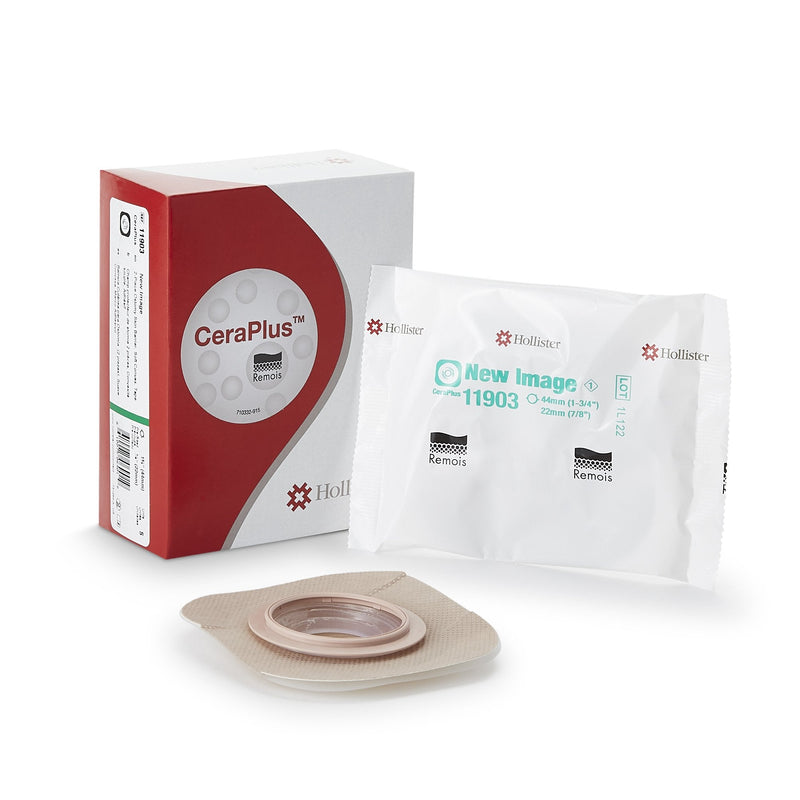 Hollister New Image CeraPlus Skin Barrier, 44mm Flange, Pre-cut to Fit 22 mm Stomas (5/BX) 