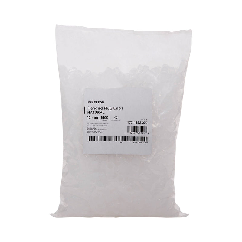 McKesson Flanged Plug Cap, Colorless, Polyethylene, for use with 13 mm Tubes (Case of 20000)