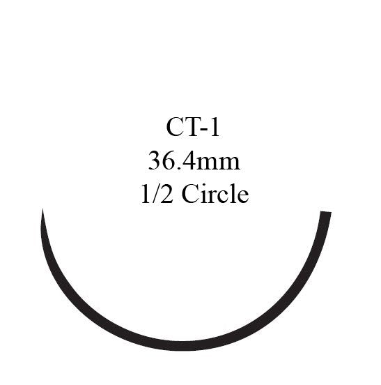 Nonabsorbable Suture with Needle Ethibond Excel Polyester CT-1 1/2 Circle Taper Point Needle Size 1 Braided 