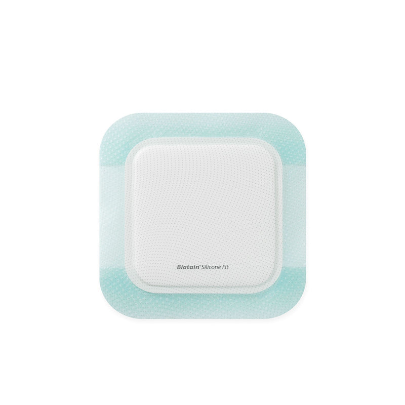 Silicone Foam Dressing Biatain Silicone Fit 7 X 7 Inch With Border Film Backing Silicone Adhesive Square Sterile (Box of 5)