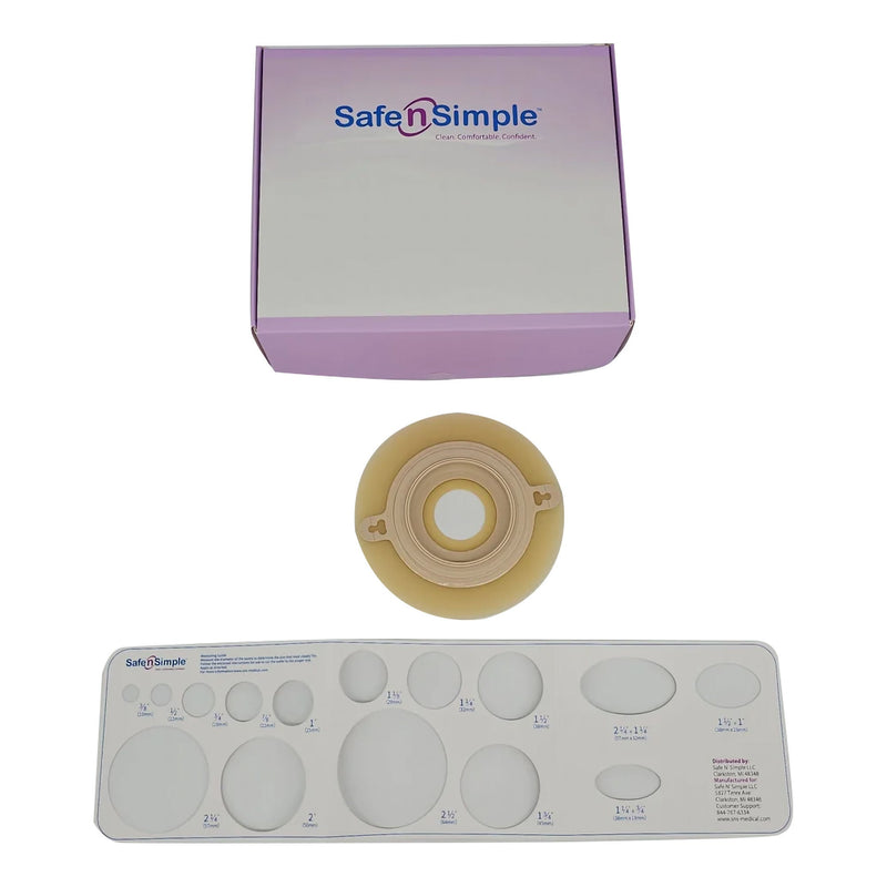 Ostomy Barrier Precut, Extended Wear Adhesive Tape Collar 57 mm Flange Red Code System 1-1/4 Inch Opening 5 X 5 Inch (Case of 40)