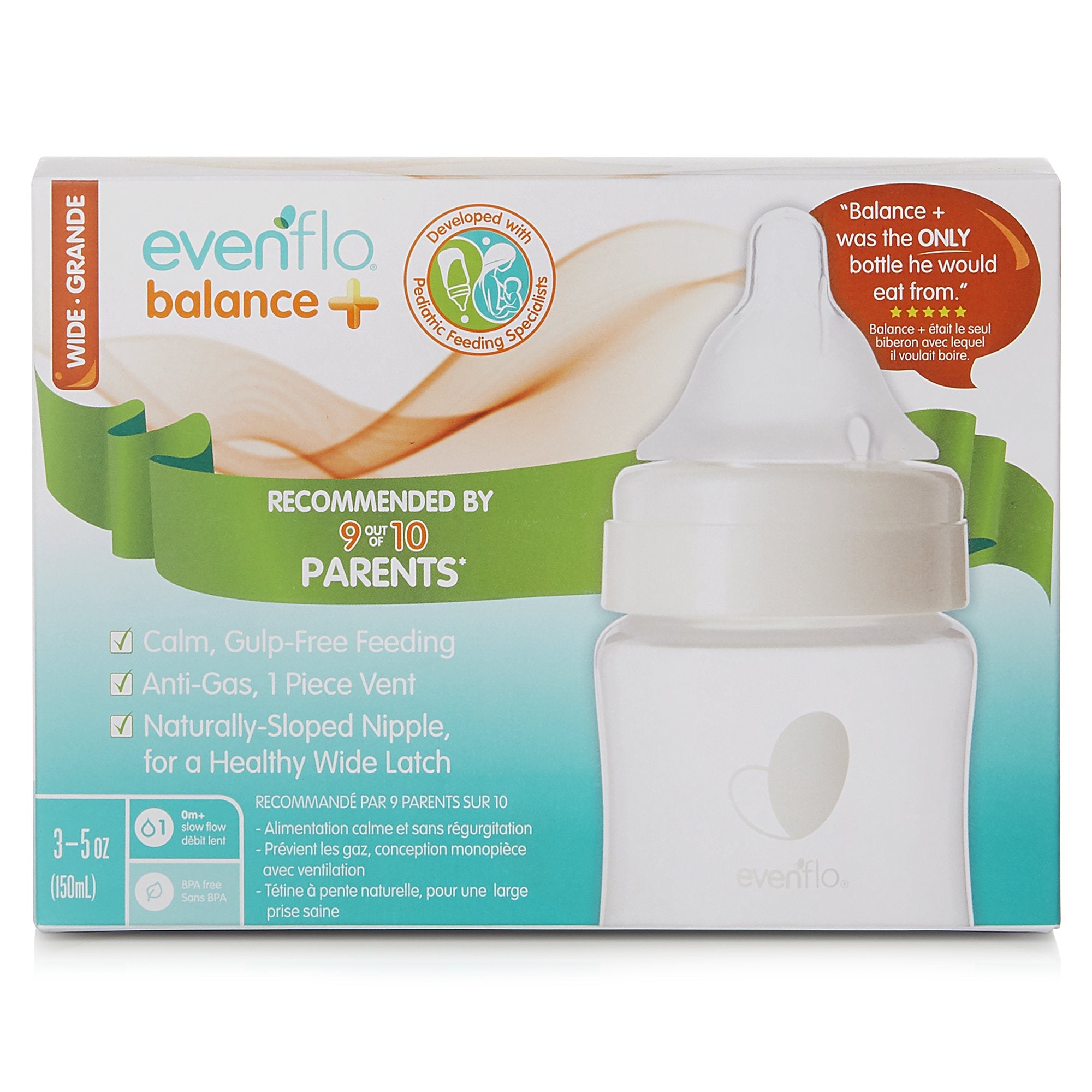 Midway Importing Inc Evenflo Balance+ Wide Neck Baby Bottle, 5-ounce capacity (12/CS) 