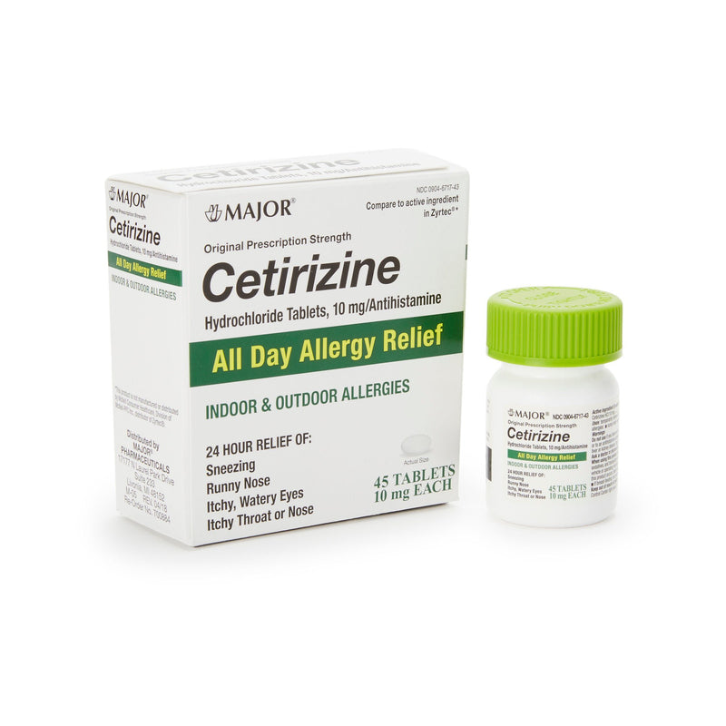 Major Cetirizine Antihistamine All Day Allergy Relief (Bottle of 45)