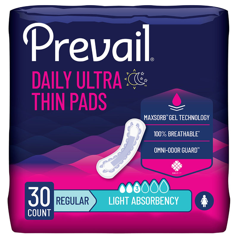 Prevail Daily Pads Light Absorbency Bladder Control Pad, 9¼ Inch (Case of 90)