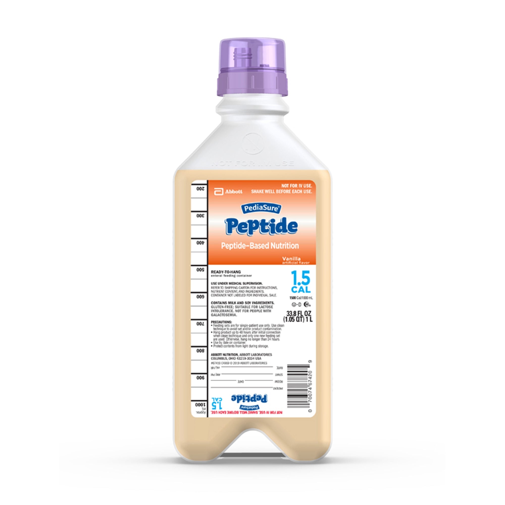 Abbott Nutrition PediaSure Peptide 1.5 Cal Peptide-Based Nutrition, Vanilla, 33.8-oz. bottle (8/CS) 