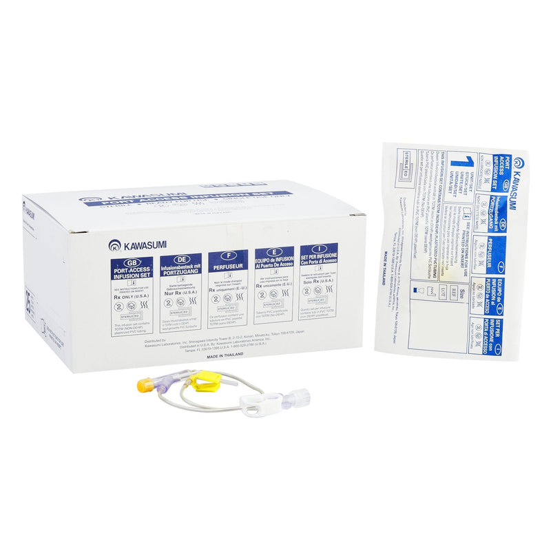 Huber Infusion Set Kawasumi 20 Gauge 1 Inch 11 Inch Tubing Y-Site Port 