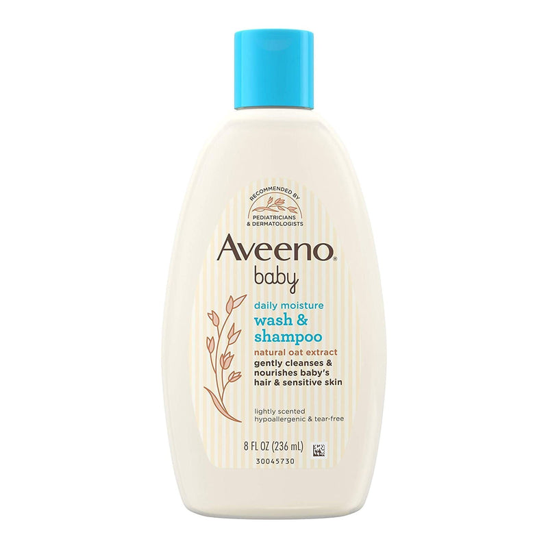 Aveeno Baby Daily Moisture Wash and Shampoo, Lightly Scented, 8-ounce Bottle (Each)