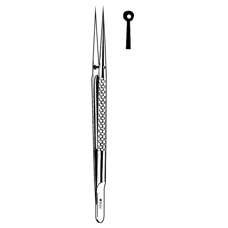 Sklar Toledo Micro Forceps - 7", Straight, Cross-Serrated, Coated with Diamond Dust, Ring Tip - 98-9218