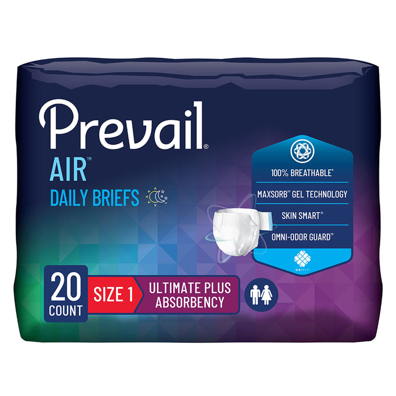 Prevail Air Stretchable Ultimate Plus Absorbency Briefs, Size 1 (Case of 80)
