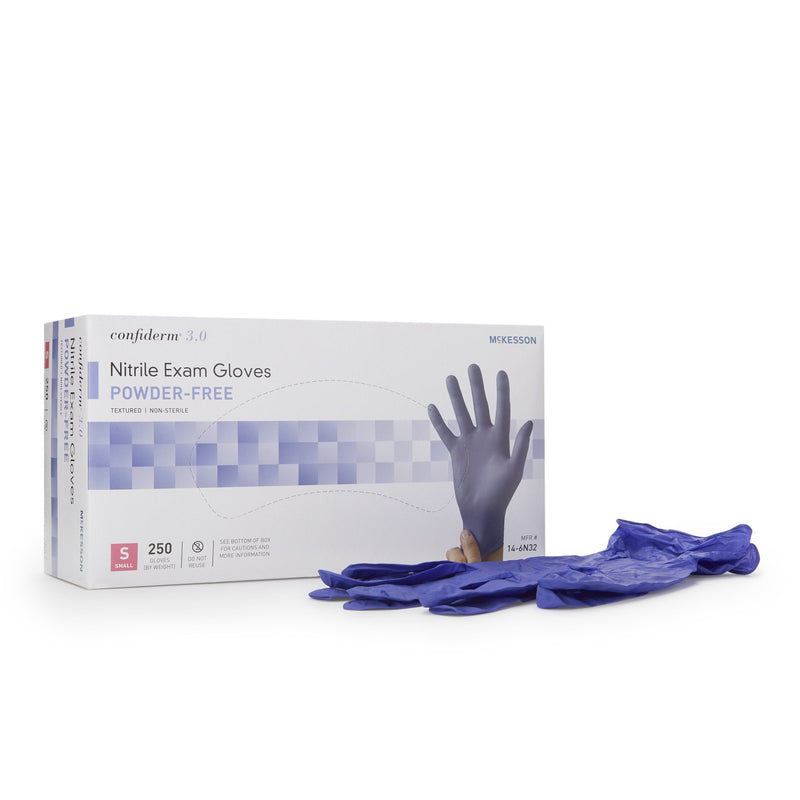 McKesson Brand McKesson Confiderm 3.0 Nitrile Exam Glove, Small, Blue (10/CS) 