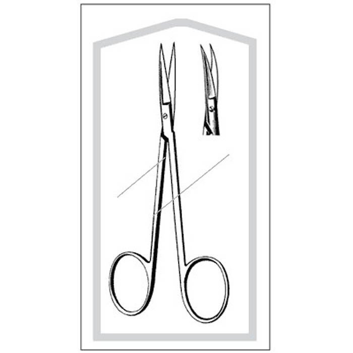 Iris Scissors Econo 4-1/2 Inch Length Floor / Office Grade Pakistani Stainless Steel Sterile Finger Ring Handle Curved Sharp Tip / Sharp Tip 