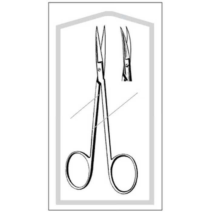 Iris Scissors Econo 4-1/2 Inch Length Floor / Office Grade Pakistani Stainless Steel Sterile Finger Ring Handle Curved Sharp Tip / Sharp Tip