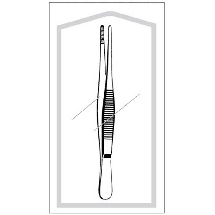 Dressing Forceps Econo Sterile 5 Inch Length Floor / Office Grade Pakistani Stainless Steel Sterile NonLocking Thumb Handle Straight Serrated Tips 