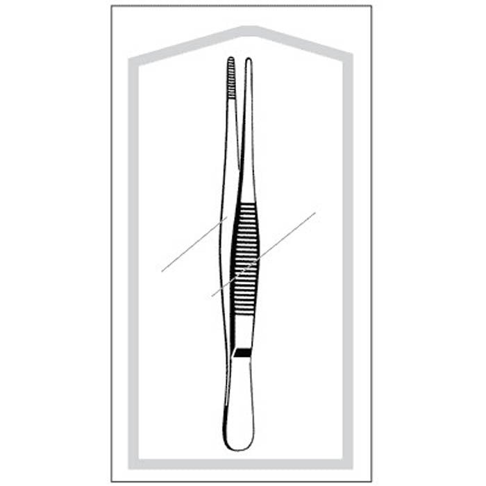 Dressing Forceps Econo Sterile 5 Inch Length Floor / Office Grade Pakistani Stainless Steel Sterile NonLocking Thumb Handle Straight Serrated Tips 
