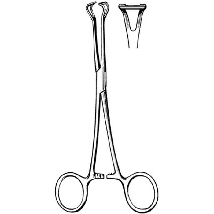 Tissue Holding Forceps Surgi-OR Babcock 6-1/4 Inch Length Mid Grade Stainless Steel NonSterile Locking Finger Ring Handle Straight Fenestrated Serrated Loop Tips (Each)