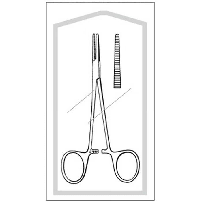 Mosquito Forceps Econo Sterile Halsted 5 Inch Length Floor / Office Grade Pakistani Stainless Steel Sterile Locking Finger Ring Handle Straight Serrated Tips