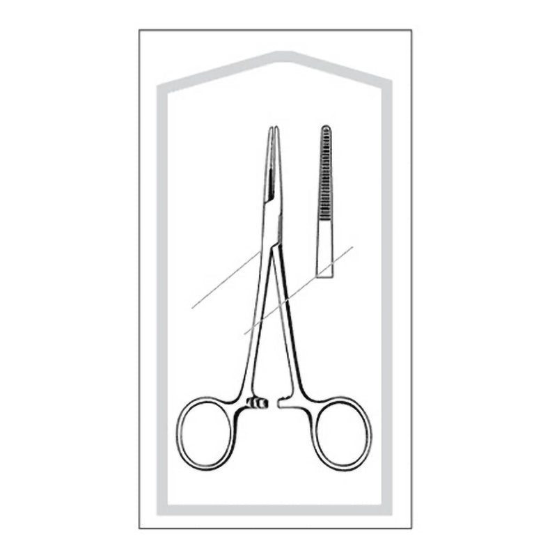 Hemostatic Forceps Econo Sterile Kelly 5-1/2 Inch Length Floor / Office Grade Pakistani Stainless Steel Sterile Locking Finger Ring Handle Straight Serrated Tips