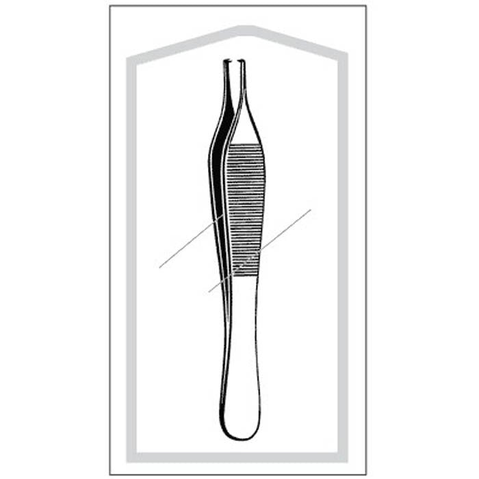 Tissue Forceps Econo Sterile Adson 4-3/4 Inch Length Floor / Office Grade Pakistani Stainless Steel Sterile NonLocking Thumb Handle Straight 1 X 2 Teeth 