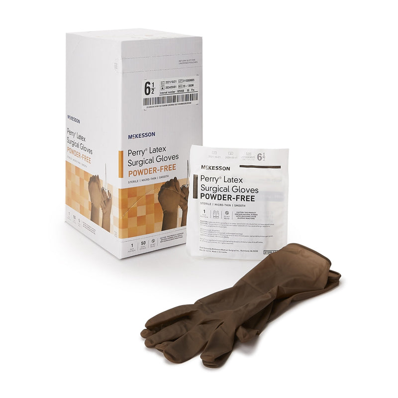 McKesson Brand McKesson Perry Latex Surgical Glove, Size 6.5, Brown (200/CS) 