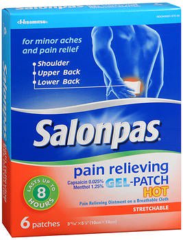 Salonpas Gel-Patch Hot Capsaicin / Menthol Topical Pain Relief (Box of 6)